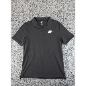 Nike Polo Shirt Mens Large Black Short Sleeve Embroidered Futura Logo Pique Knit